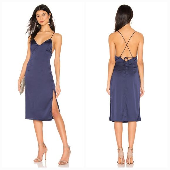 superdown Dresses & Skirts - Superdown Frida Side Slit Dress in Navy